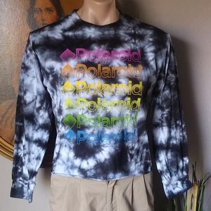 NWT Polaroid Repeat Gradient Raw Hem L/S Shirt